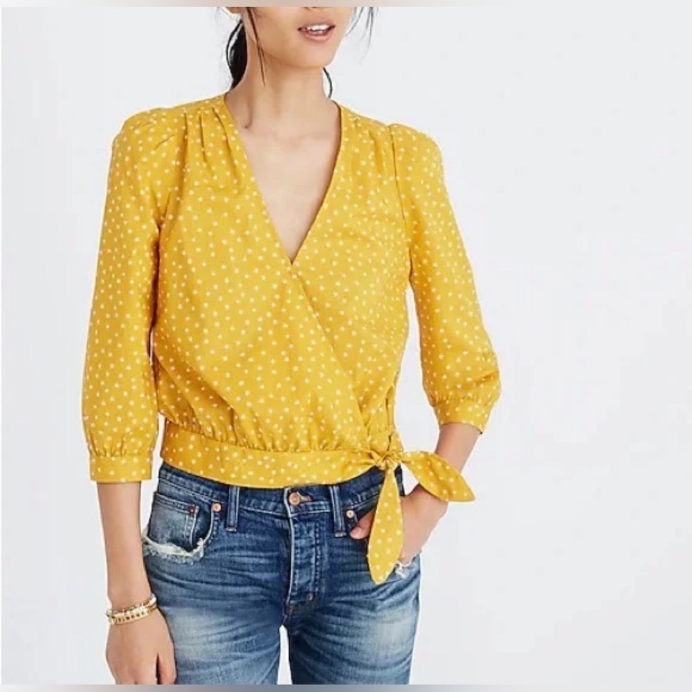 MADEWELL Star Scatter wrap top in golden yellow SIZE MEDIUM